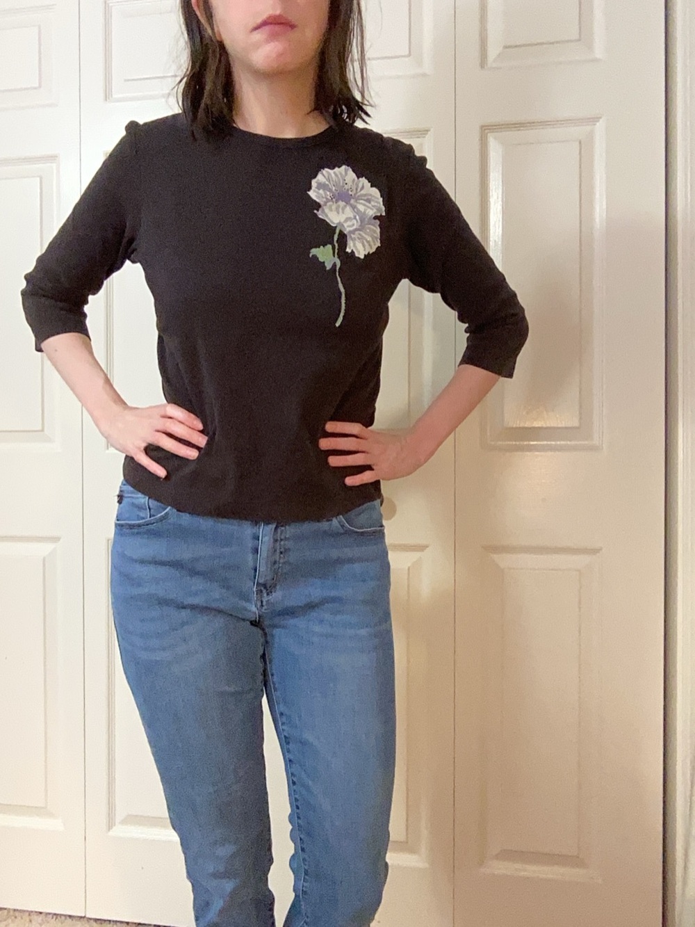 Carol Anderson Black Floral Top
